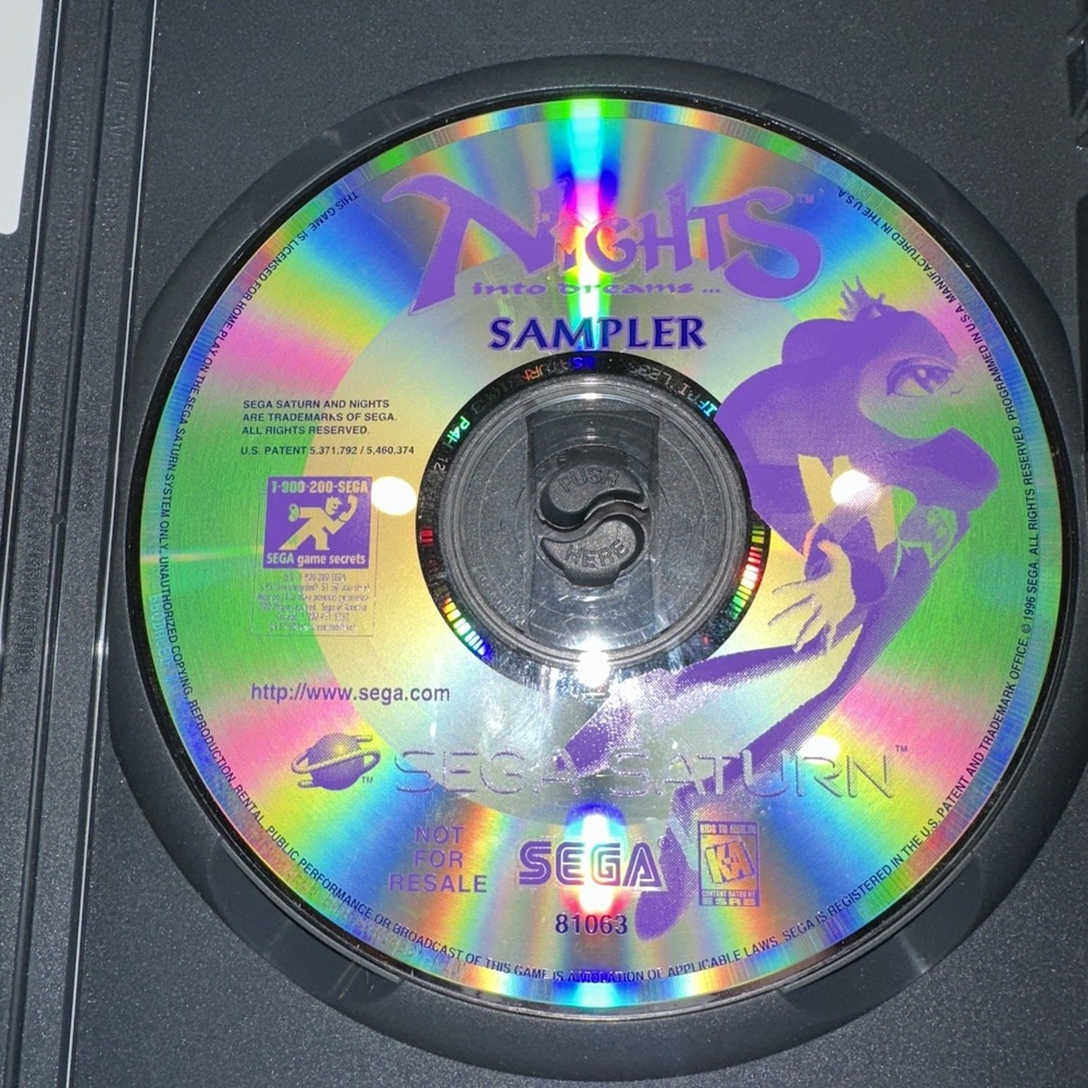 Nights Into Dreams SAMPLER (Sega Saturn, 1996)  Disc Only Excellent Condition